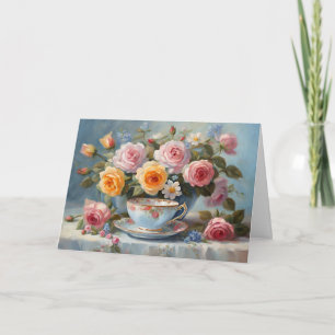 Rose und Teacup Karte