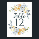 Rose- und Thistle-Table-Cards Hochzeiten Tischnumm Tischnummer<br><div class="desc">Rose- und Thistle-Tischnummer-Karten sind mit wunderschönen Blume in Orange, Creme, staubblauer Farbe und verblasster Aquarellfarbe ausgestattet, die Ihre Tischnummer in einer schönen staubigen Marine unterstreichen. Passen Sie den Wortlaut für "Tabelle" an, damit er auch für Tabellennamen verwendet werden kann. Design wiederholt sich auf der Rückseite. Koordiniert mit unserer Rose und...</div>