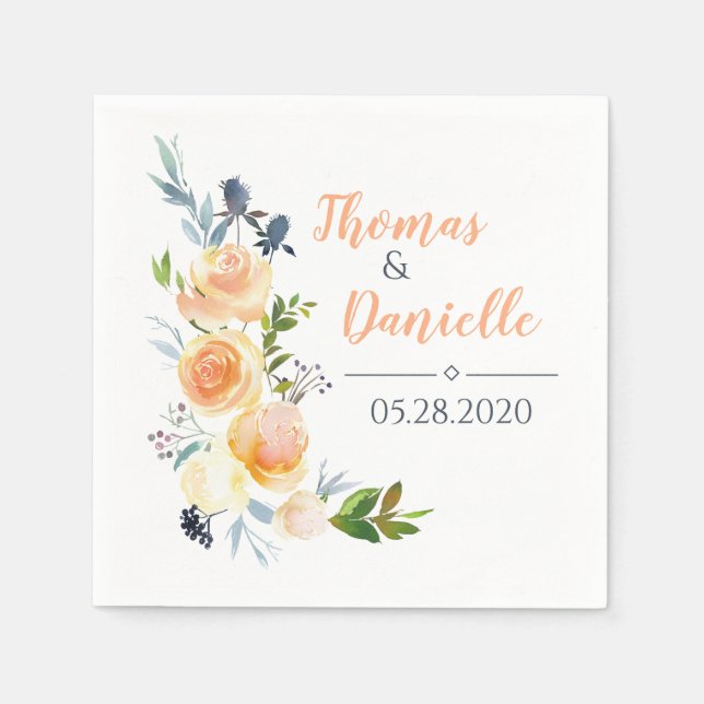 Rose und Thistle Wedding Empfang Marine und Orange Serviette (Vorderseite)
