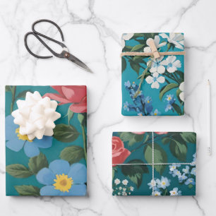 Rose und Vergessen Sie die Vintage Blüte Geschenkpapier Set