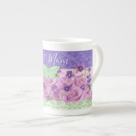 Rose und Violetten Knochen-China-Tasse Prozellantasse