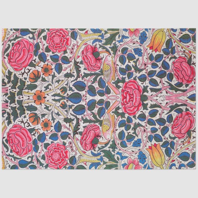 Rose und Vogel, William Morris Seidenpapier (Vorderseite)