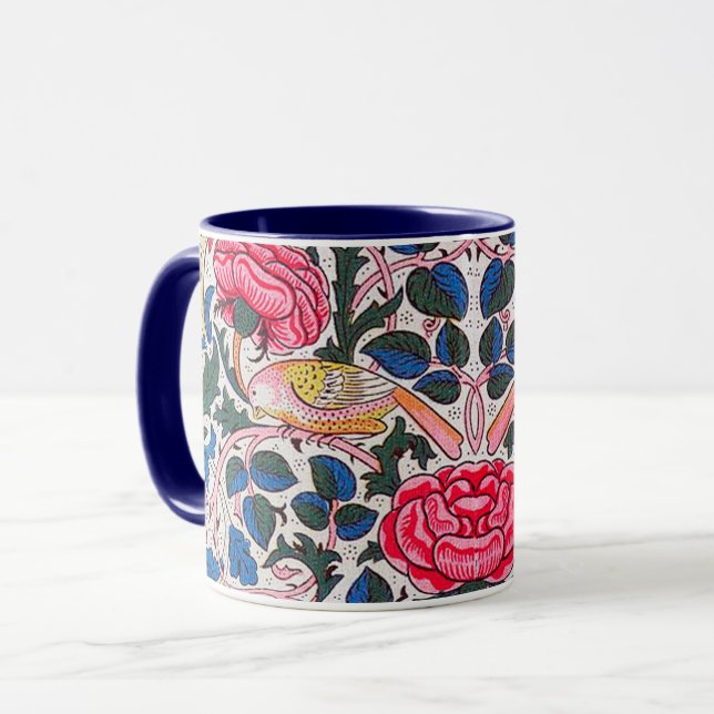 Rose und Vogel, William Morris Tasse (Vorderseite Links)