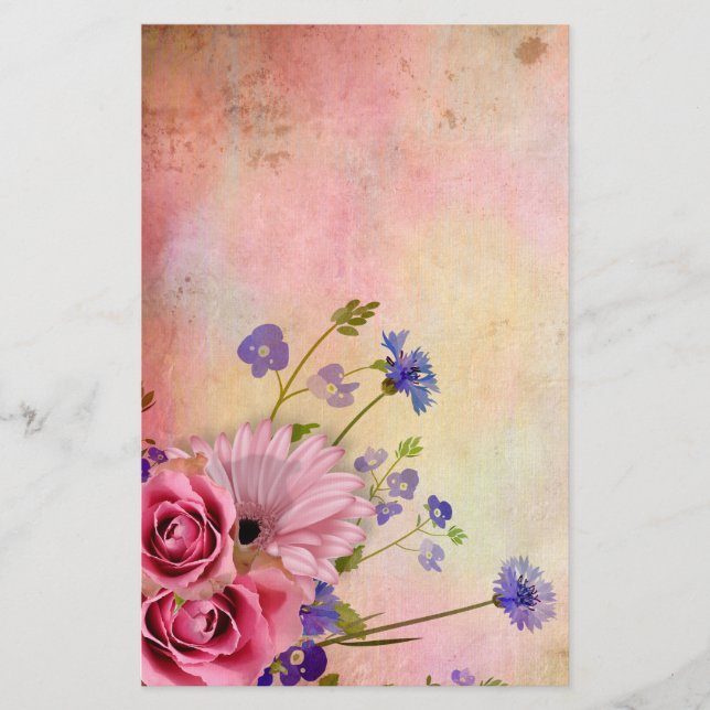 Rose und Wildblume Briefpapier (Vorderseite)