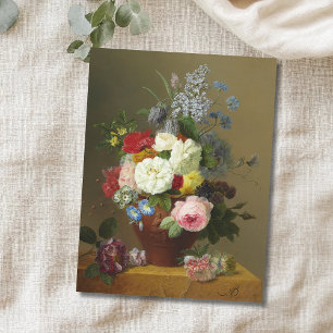 Rose und Wildblumen in einer Terrakotta... Postkarte