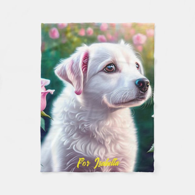 Rose und wunderschöne Sammlung von Hunden Fleecedecke (Vorderseite)