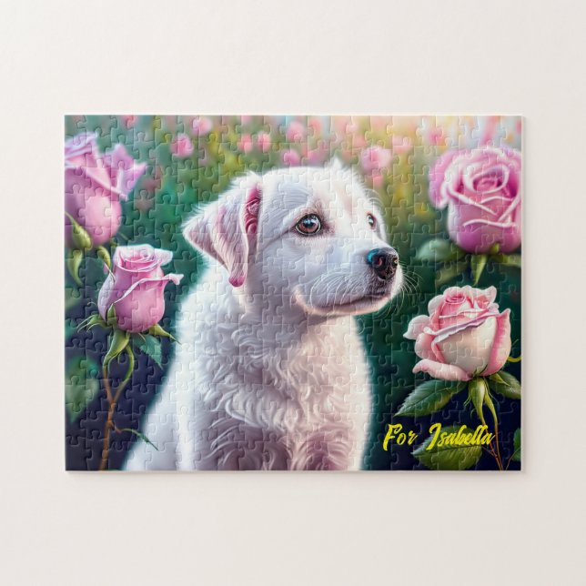 Rose und wunderschöne Sammlung von Hunden Puzzle (Horizontal)