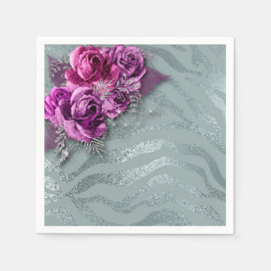 Rose und Zebrastreifen Serviette