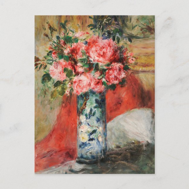 Rose und Zwerge in einer Vase | Renoir Postkarte (Vorderseite)
