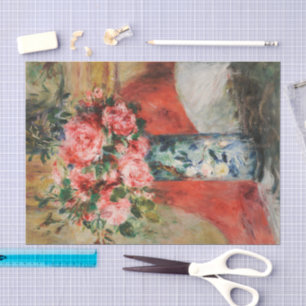 Rose und Zwerge in einer Vase   Renoir Seidenpapier