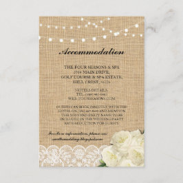 Rose Unterkunft Burlap Lights Hochzeitskarten Begleitkarte