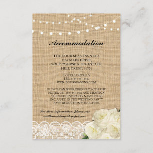 Rose Unterkunft Burlap Lights Hochzeitskarten Begleitkarte
