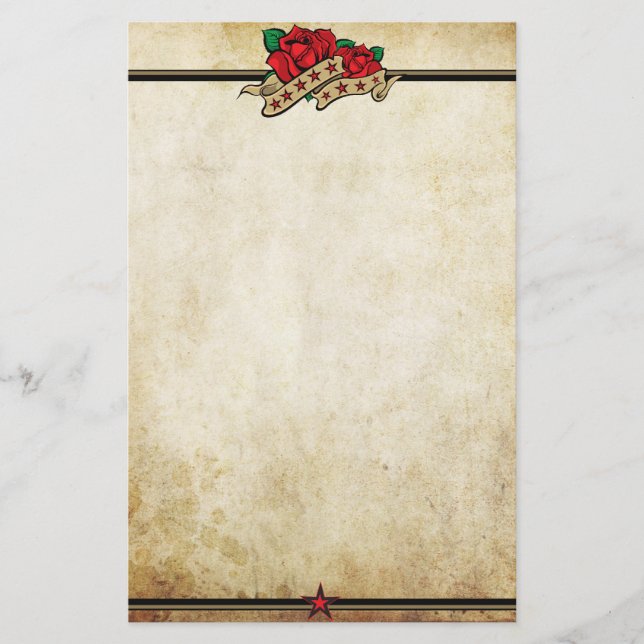 Rose Urban Tattoo Themed Briefpapier (Vorderseite)