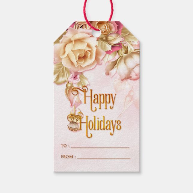 Rose Urlaub in Weiß und Rosa Geschenkanhänger (Vorderseite)