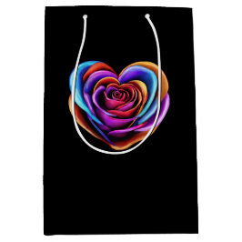 Rose-Valentinstag in Form eines bunten Herzens Mittlere Geschenktüte