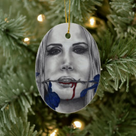 Rose Vampire Frauen Portrait Blood Goth Art Keramikornament