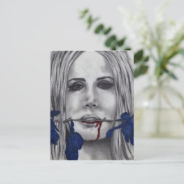 Rose Vampire Frauen Portrait Blood Goth Art Postkarte