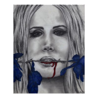 Rose Vampire Woman Goth Originale Kunst