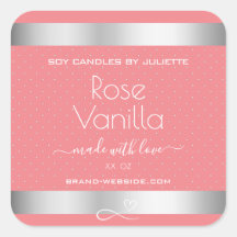 Rose Vanilla Scent Pink Silver Soy Kerzen Labels