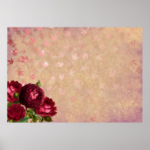 Rose verlasse das Hintergrundbild in Gold Poster