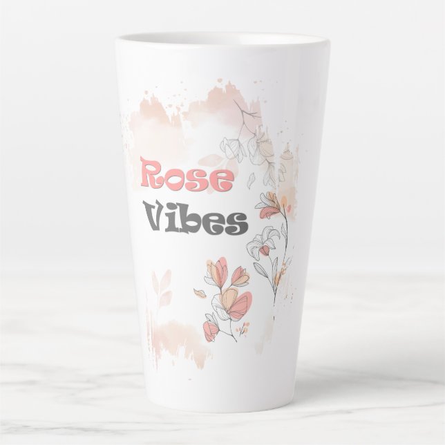 Rose Vibes - Ästhetische Blumenstimmung Milchtasse (Vorderseite)