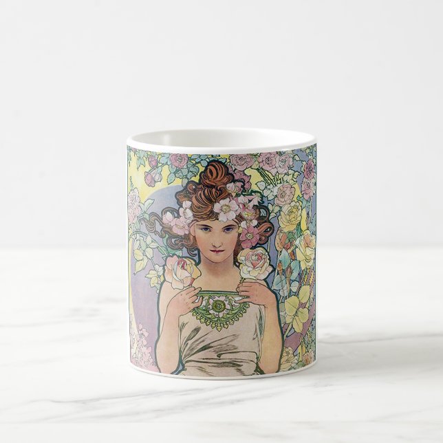 Rose (vier Blume), Alphonse Mucha Kaffeetasse (Mittel)