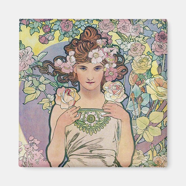 Rose (vier Blume), Alphonse Mucha Magnet (Vorne)