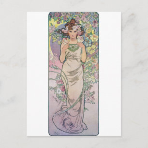 Rose (vier Blume), Alphonse Mucha Postkarte