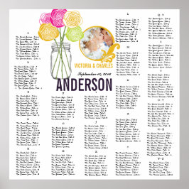 Rose Vintag Moderne Mason Jar Sitzkarte Poster