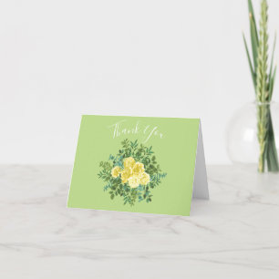 Rose Vintage Hochzeit von Gelb und Grün Dankeskarte