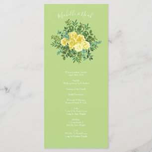 Rose Vintage Hochzeit von Gelb und Grün Menükarte