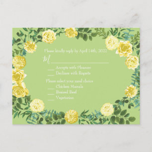 Rose Vintage Hochzeit von Gelb und Grün Postkarte