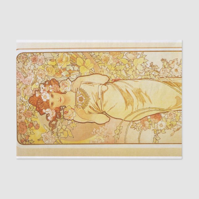 Rose von Alphonse Mucha Seidenpapier (Vorderseite)