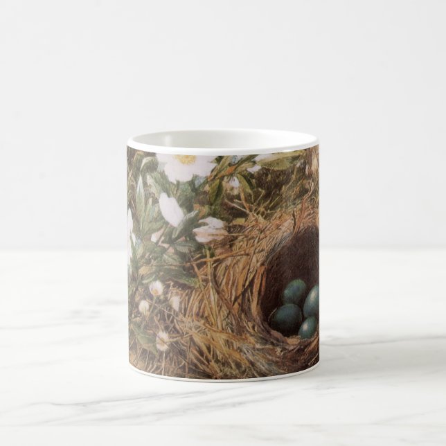 Rose von Bird's Nest and Dog von John William Hill Kaffeetasse (Mittel)