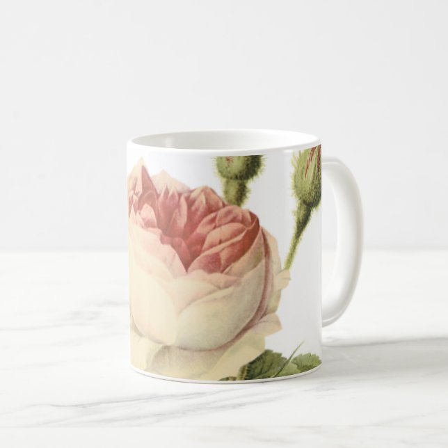 Rose von Doppelmoos durch Redouté Kaffeetasse (VorderseiteRechts)