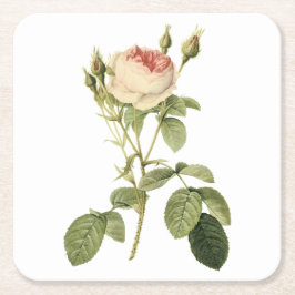 Rose von Doppelmoos durch Redouté Rechteckiger Pappuntersetzer