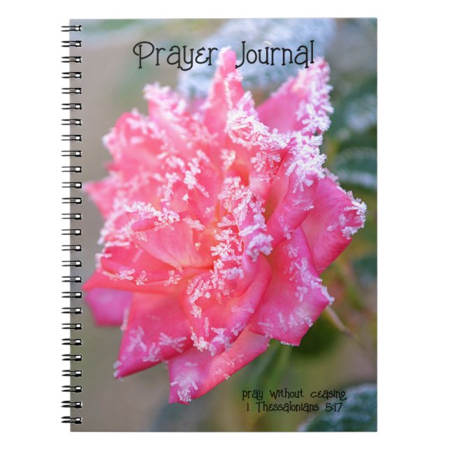 Rose von Eiskristallen in rosa Prayer Journal Notizblock (Vorderseite)
