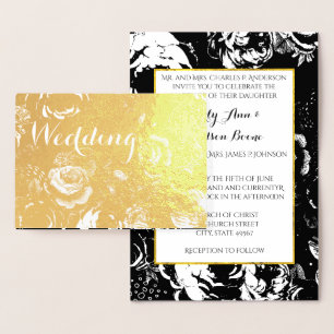 Rose von Goldfolie Typografie Hochzeitseinladungen Folienkarte