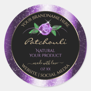 Rose von hübschen Lila und schwarzen Produktkennze Runder Aufkleber