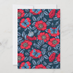 Rose von Hunden und Schmetterlinge in blau und rot