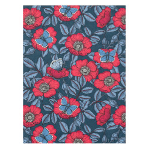 Rose von Hunden und Schmetterlinge in blau und rot Tischdecke