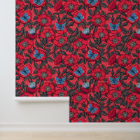 Rose von Hunden und Schmetterlinge in Rot und Blau