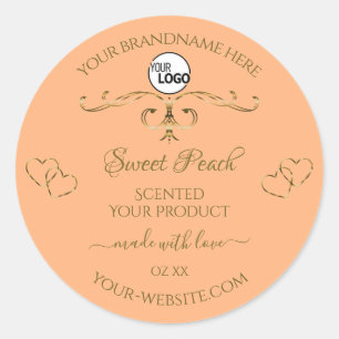 Rose von Korallenprodukten Logo "Gold Verziert Hea Runder Aufkleber