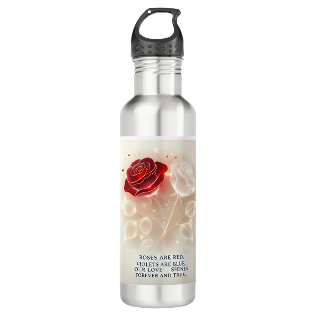 Rose von Licht und Liebe Edelstahlflasche (Vorderseite)
