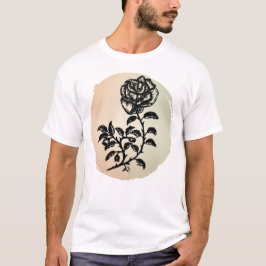 Rose von Pen und Tinten auf Peach-Hintergrund-T - T-Shirt