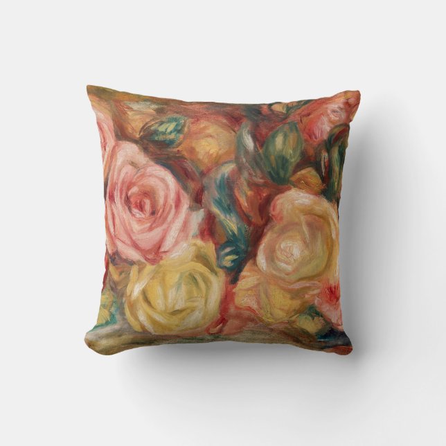 Rose von Renoir Impressionist Painting Kissen (Vorderseite)