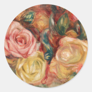 Rose von Renoir Impressionist Painting Runder Aufkleber