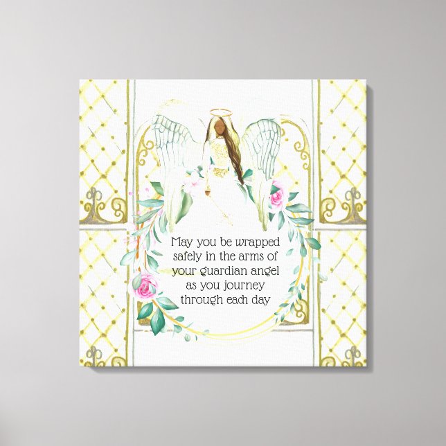 Rose-Wachtfenster des Schutzengels zitieren Mädche Leinwanddruck (Vorderseite)