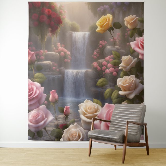 Rose Wasserfall Gedeckter Wasserfall Wandteppich (Beispiel)