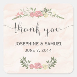 Rose Wasserfarbe Danke Stickers